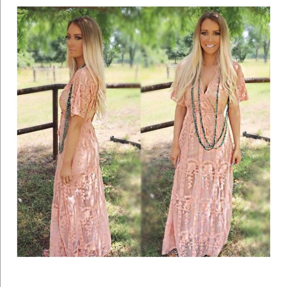 Blush Lace Maxi Dress